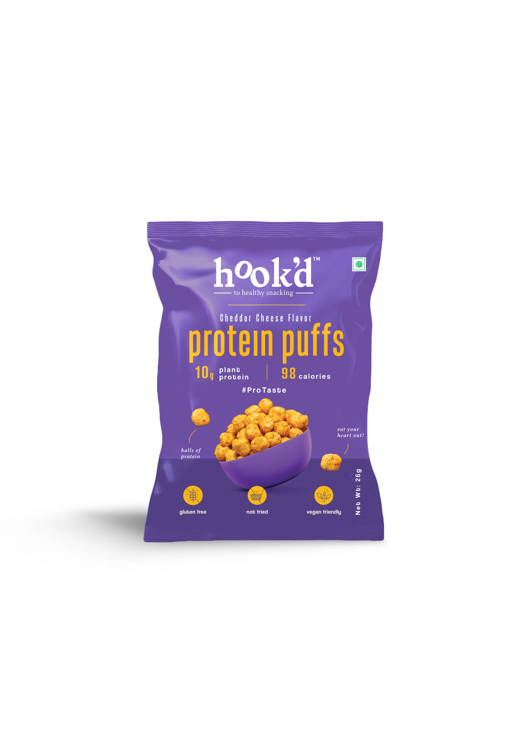 Hook'd Cheddar Cheese Protein Puffs Pack of 6 Health Total