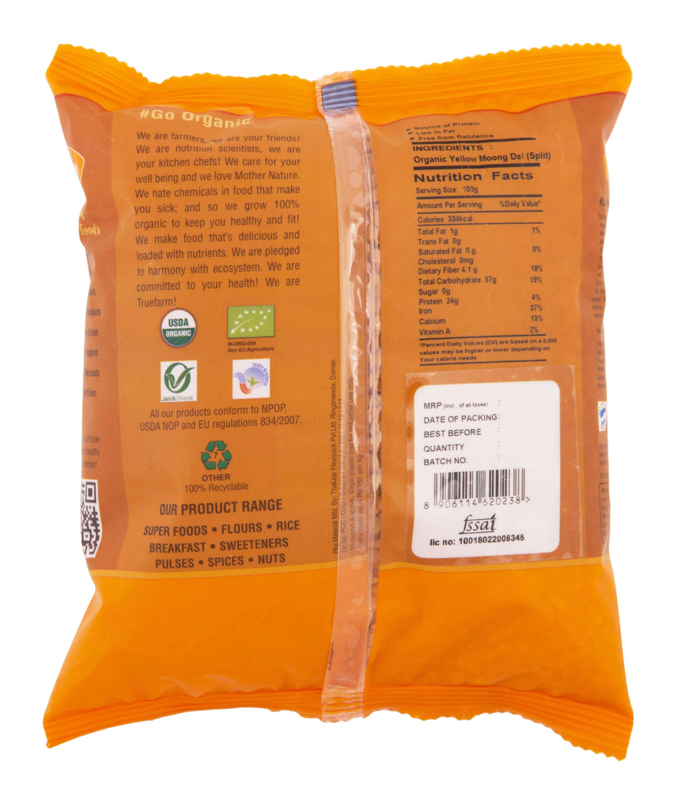 Buy Organic Yellow Moong Dal Split With High Nutritional Value